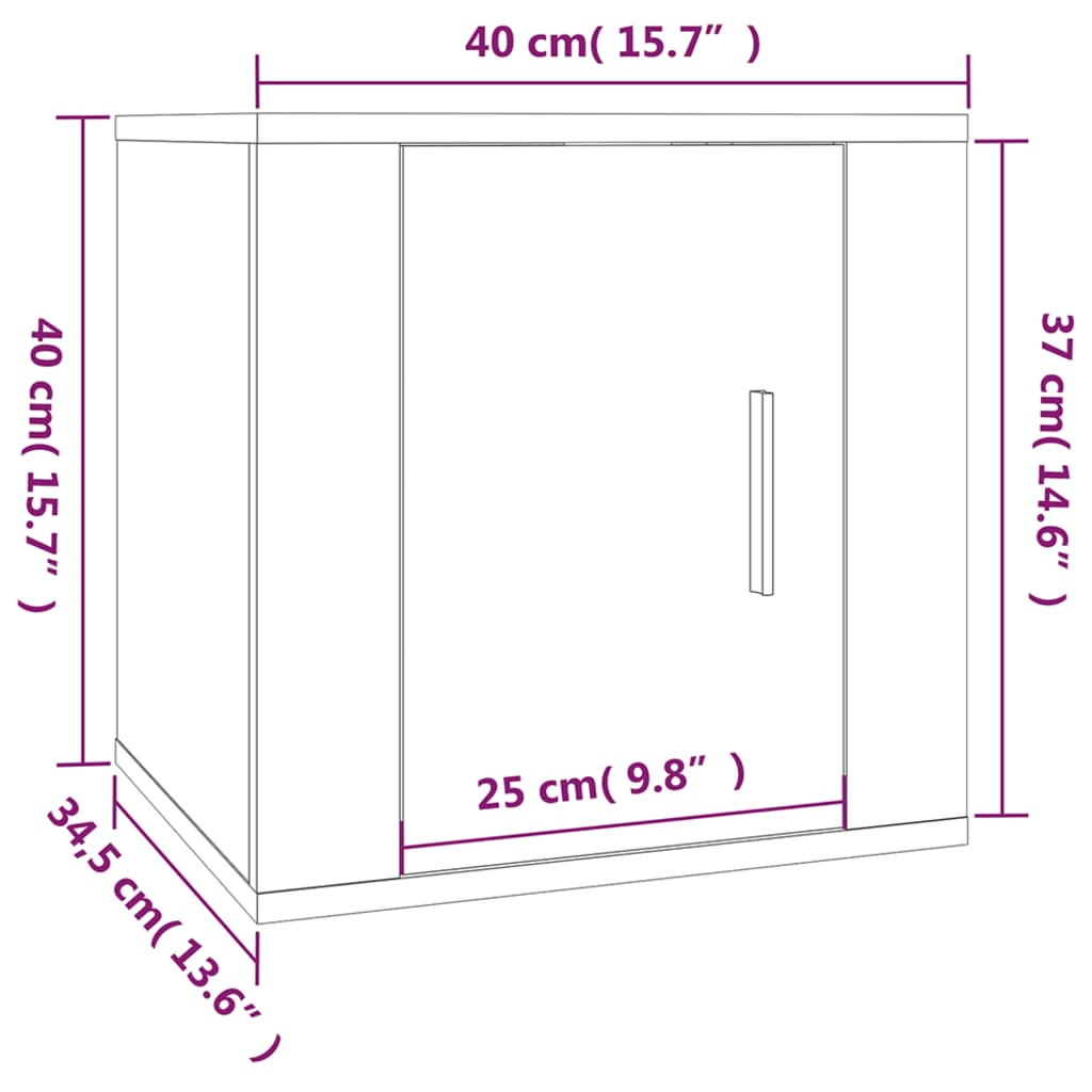 Mobile Porta TV a Parete Rovere Sonoma 40x34,5x40 cm - homemem39