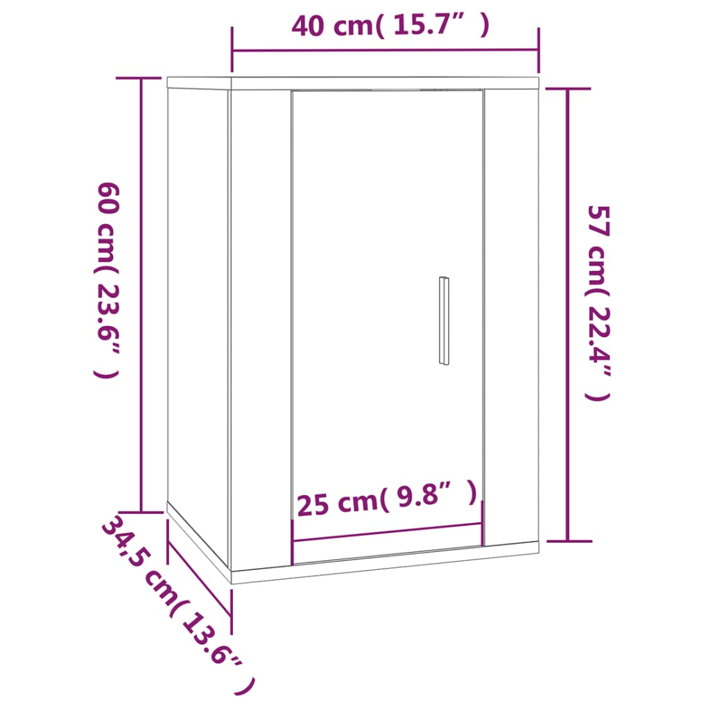 Mobile Porta TV a Parete Nero 40x34,5x60 cm - homemem39