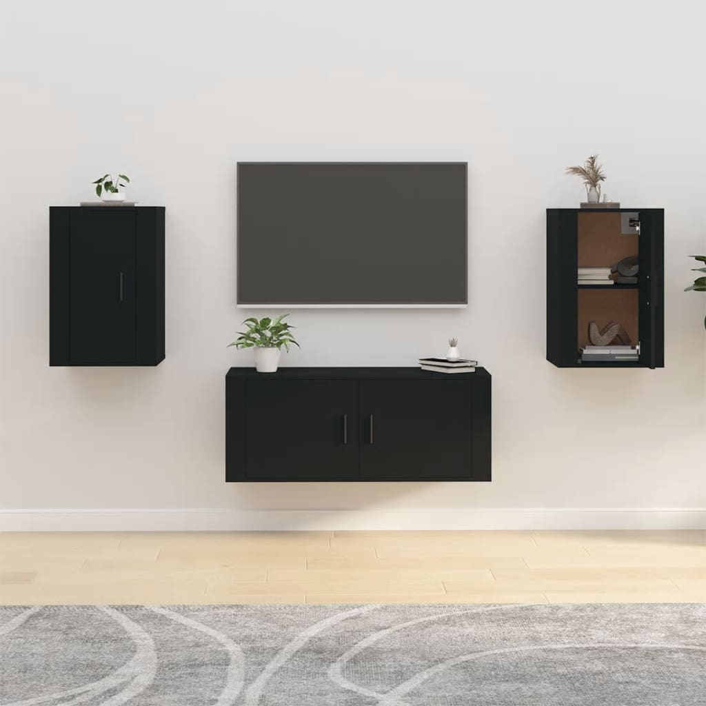 Mobili Porta TV a Parete 2 pz Nero 40x34,5x60 cm - homemem39