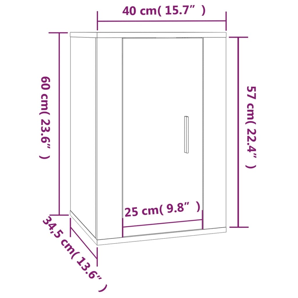 Mobile Porta TV a Parete Bianco Lucido 40x34,5x60 cm - homemem39