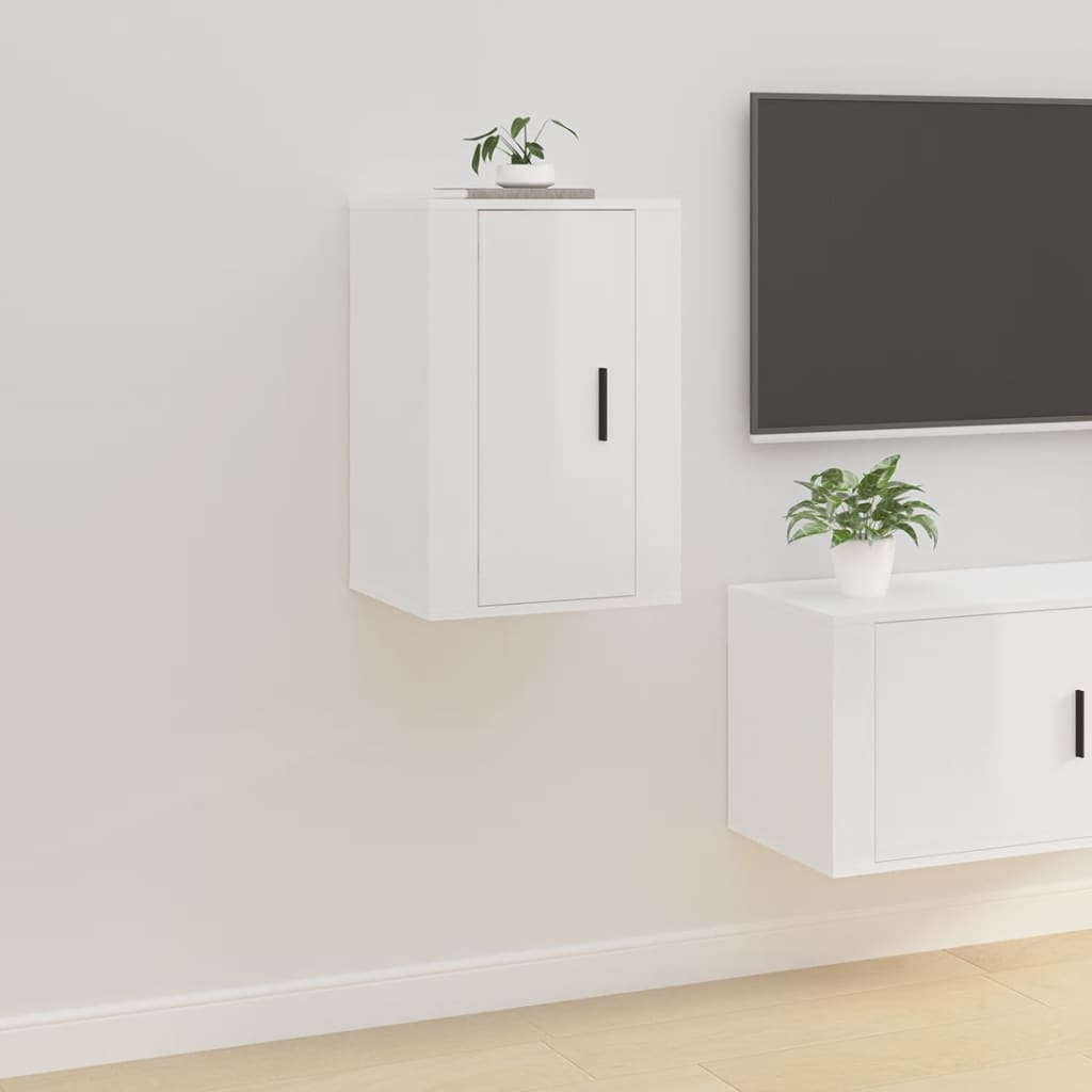 Mobili Porta TV a Parete 2 pz Bianco Lucido 40x34,5x60 cm - homemem39