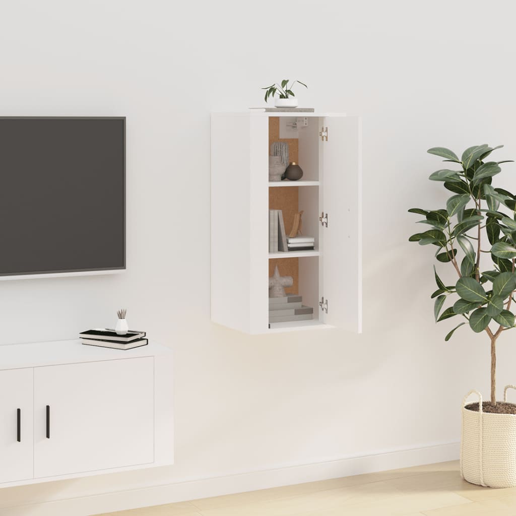 Mobile Porta TV a Parete Bianco 40x34,5x80 cm - homemem39