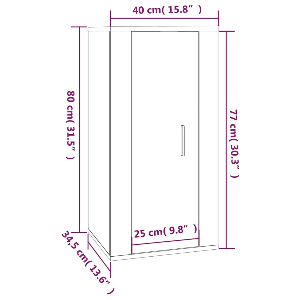 Mobile Porta TV a Parete Nero 40x34,5x80 cm - homemem39