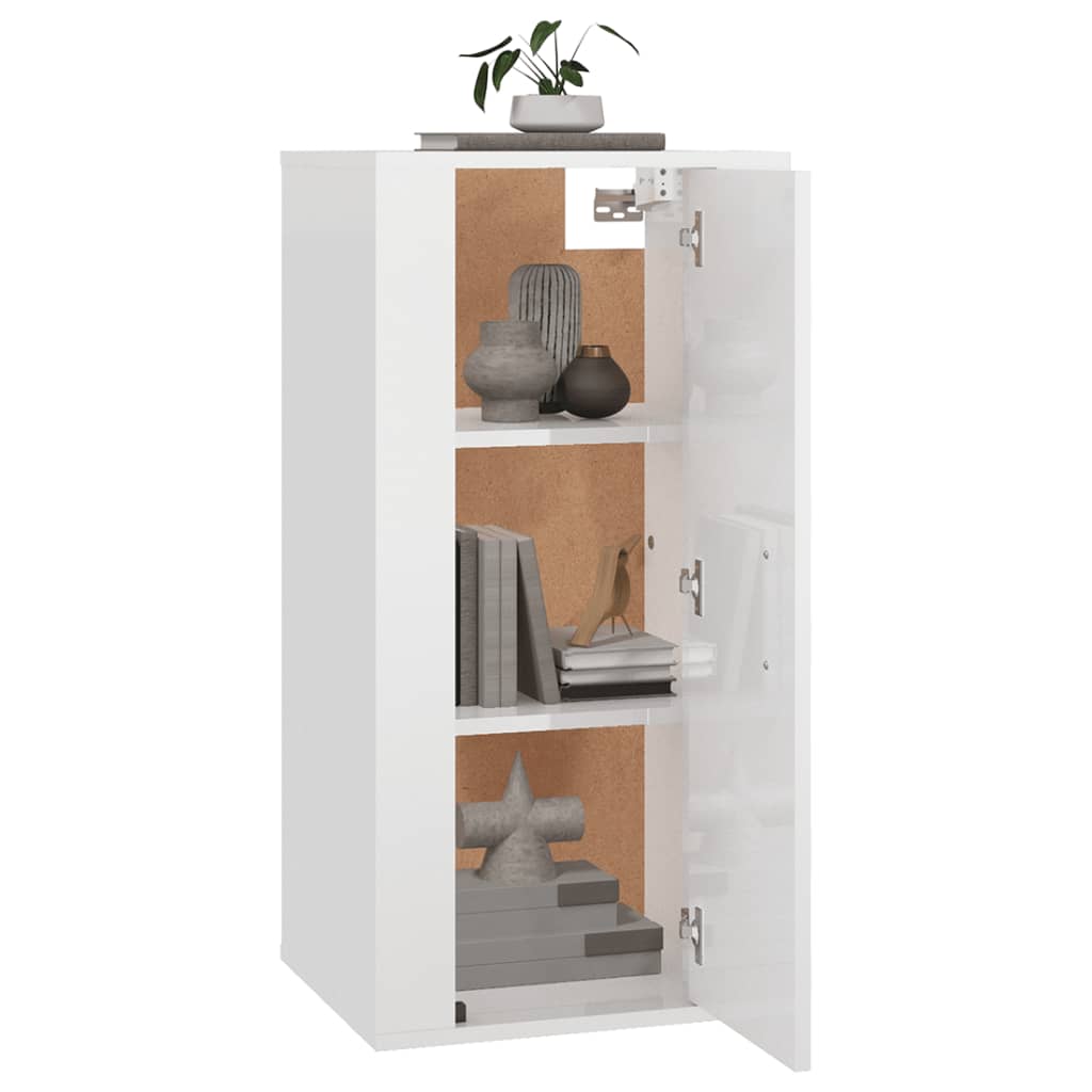 Mobile Porta TV a Parete Bianco Lucido 40x34,5x80 cm - homemem39