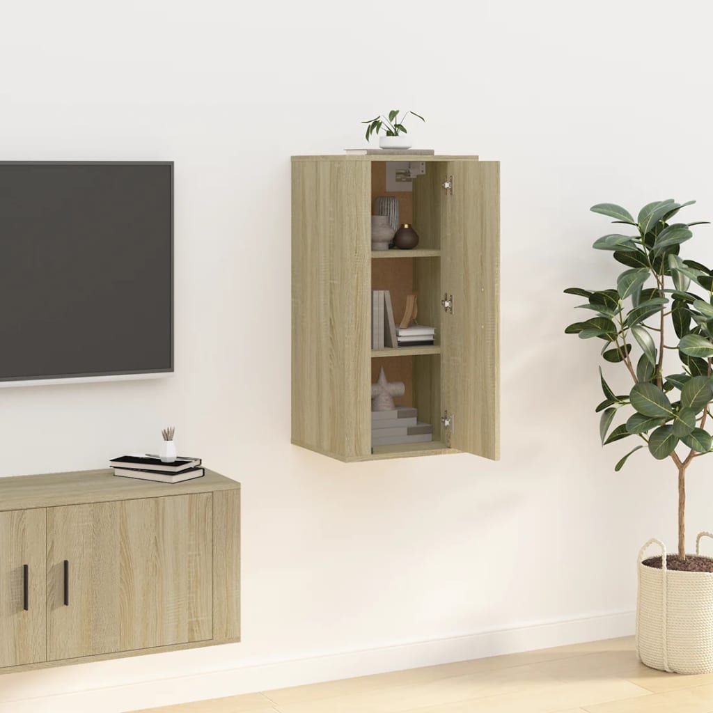 Mobile Porta TV a Parete Rovere Sonoma 40x34,5x80 cm - homemem39