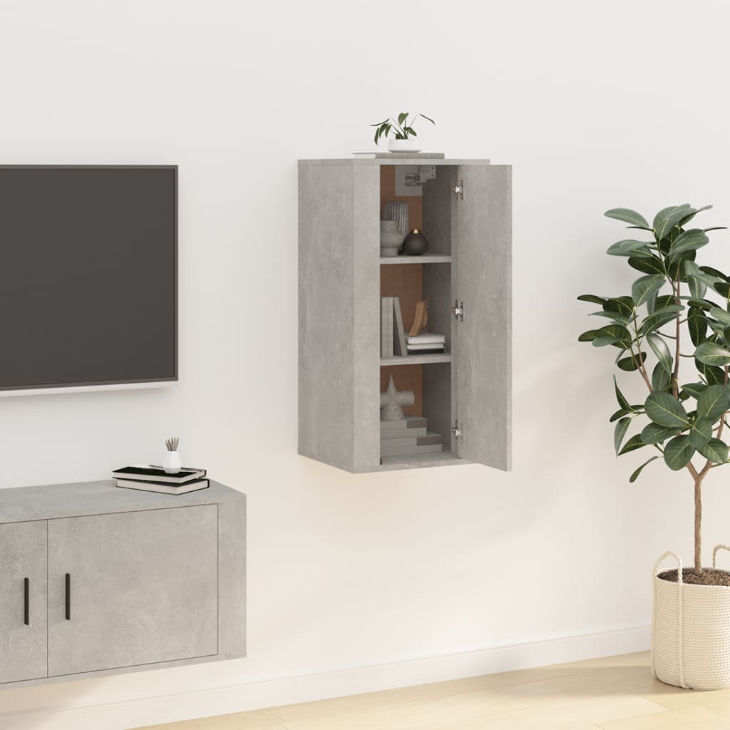 Mobile Porta TV a Parete Grigio Cemento 40x34,5x80 cm - homemem39