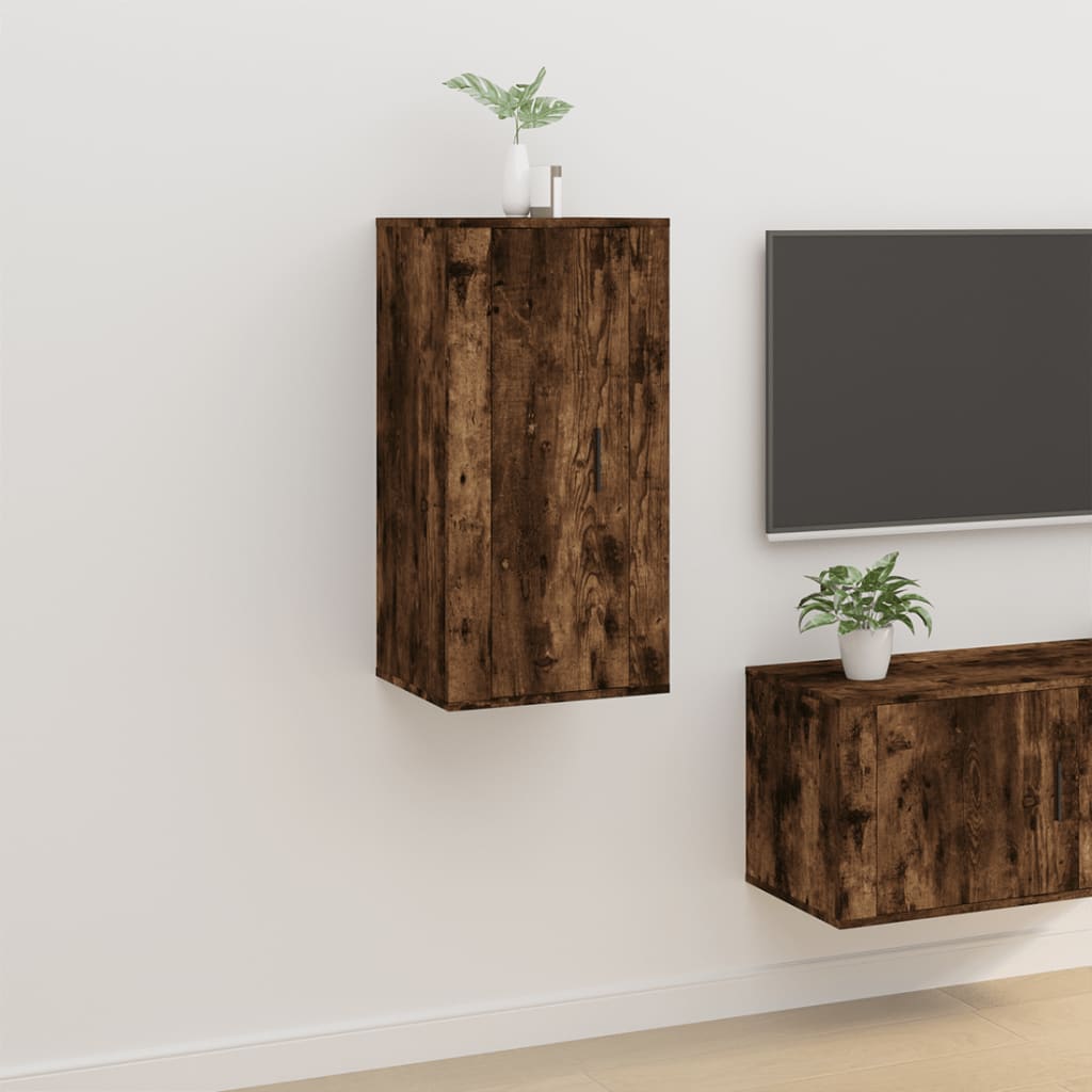 Mobile Porta TV a Parete Rovere Fumo 40x34,5x80 cm - homemem39