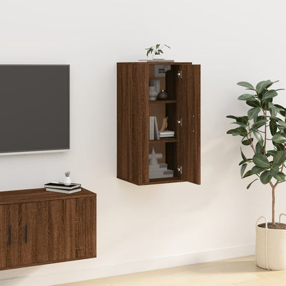 Mobile Porta TV a Parete Rovere Marrone 40x34,5x80 cm - homemem39