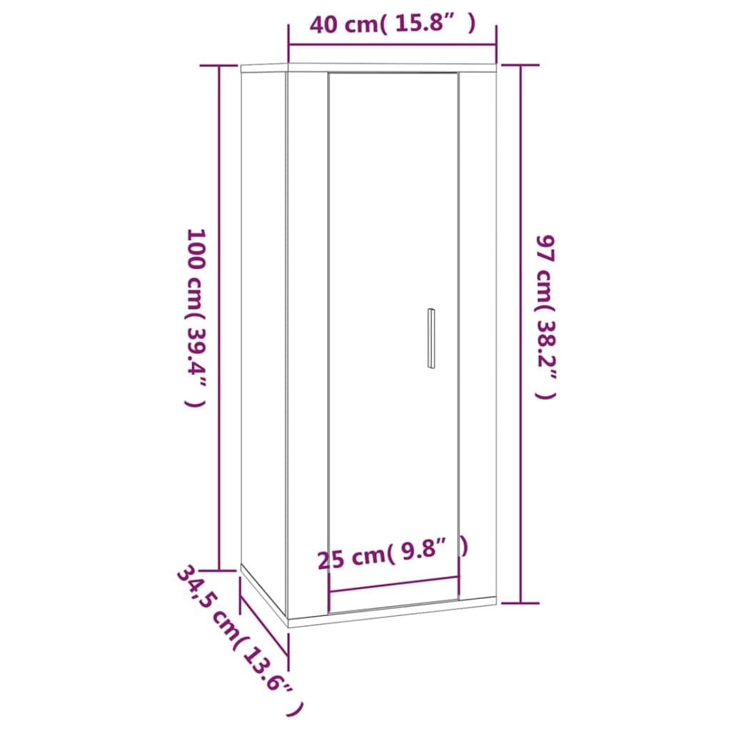 Mobile Porta TV a Parete Grigio Cemento 40x34,5x100 cm - homemem39