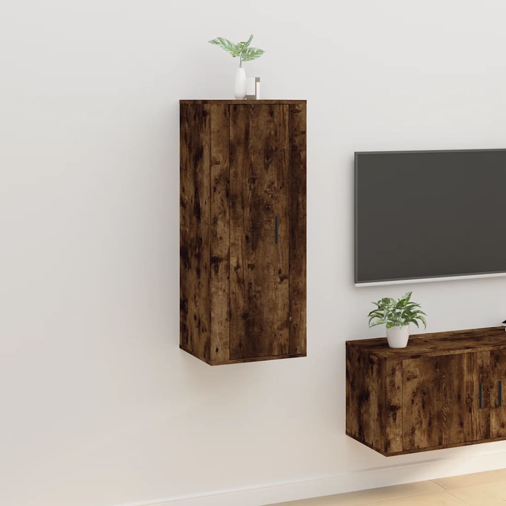 Mobile Porta TV a Parete Rovere Fumo 40x34,5x100 cm - homemem39