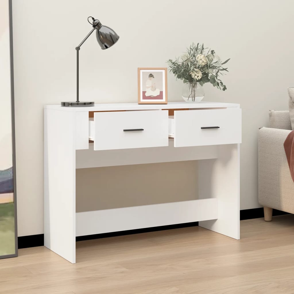 Tavolino Consolle Bianco 100x39x75 cm in Legno Multistrato - homemem39