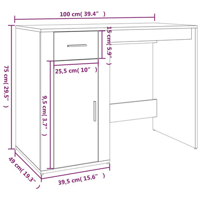 Scrivania Grigio Cemento 100x49x75 cm in Legno Multistrato - homemem39