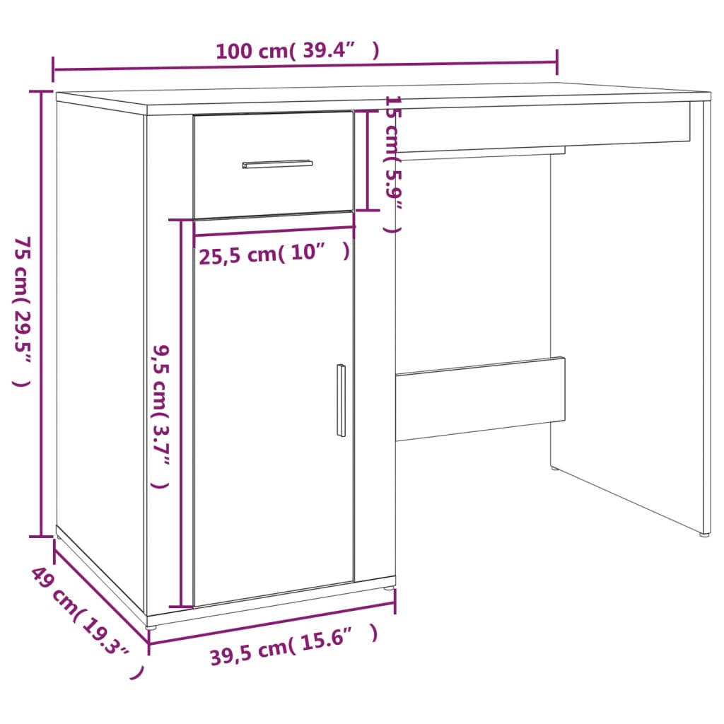 Scrivania Grigio Sonoma 100x49x75 cm in Legno Multistrato - homemem39