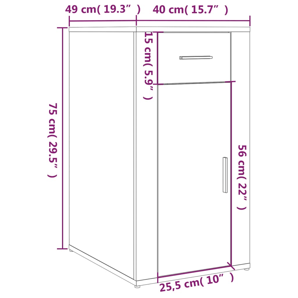 Armadietto da Scrivania Bianco 40x49x75 cm in Legno Multistrato - homemem39