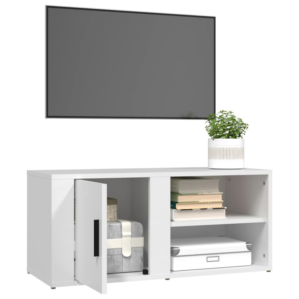 Mobile Porta TV Bianco 80x31,5x36 cm in Legno Multistrato - homemem39