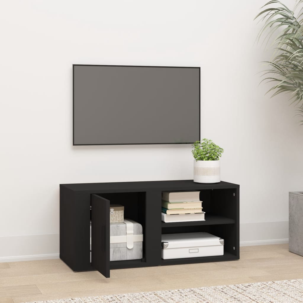 Mobile Porta TV Nero 80x31,5x36 cm in Legno Multistrato - homemem39