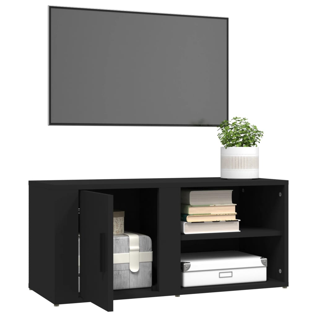 Mobile Porta TV Nero 80x31,5x36 cm in Legno Multistrato - homemem39