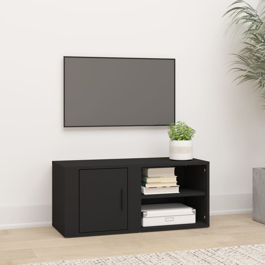 Mobile Porta TV Nero 80x31,5x36 cm in Legno Multistrato - homemem39