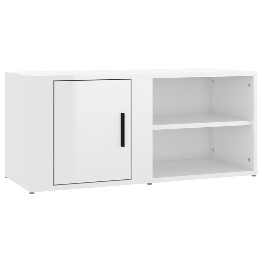 Mobile Porta TV Bianco Lucido 80x31,5x36 cm Legno Multistrato - homemem39