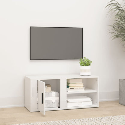 Mobile Porta TV Bianco Lucido 80x31,5x36 cm Legno Multistrato - homemem39