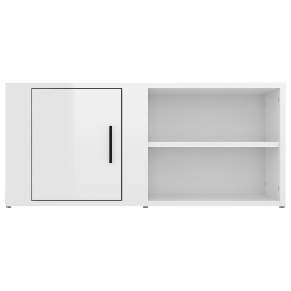 Mobile Porta TV Bianco Lucido 80x31,5x36 cm Legno Multistrato - homemem39