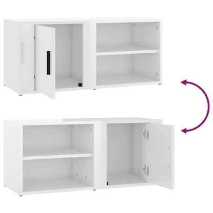 Mobile Porta TV Bianco Lucido 80x31,5x36 cm Legno Multistrato - homemem39