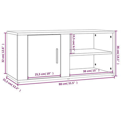 Mobile Porta TV Bianco Lucido 80x31,5x36 cm Legno Multistrato - homemem39