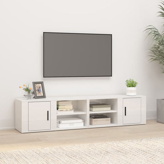 Mobili TV 2 pz Bianco Lucido 80x31,5x36cm in Legno Multistrato - homemem39