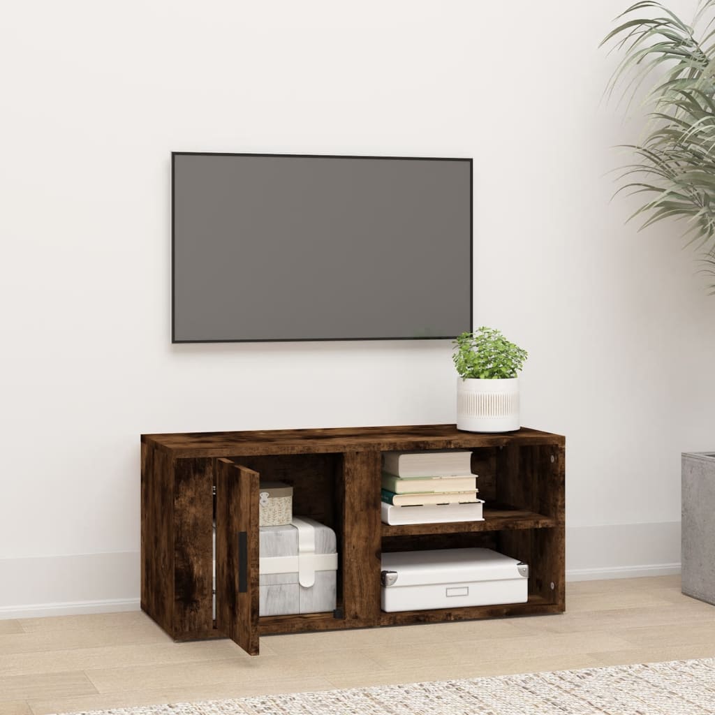 Mobile Porta TV Rovere Fumo 80x31,5x36 cm in Legno Multistrato - homemem39