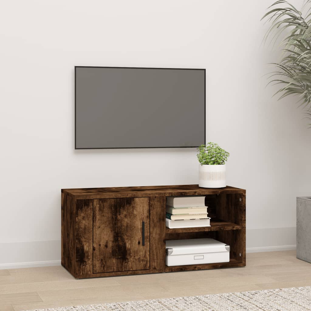 Mobile Porta TV Rovere Fumo 80x31,5x36 cm in Legno Multistrato - homemem39