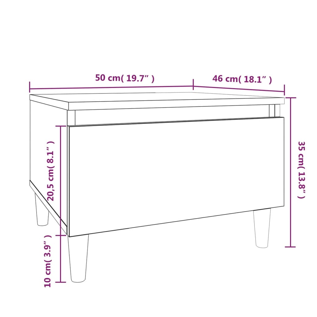 Tavolino Bianco 50x46x35 cm in Legno Multistrato - homemem39