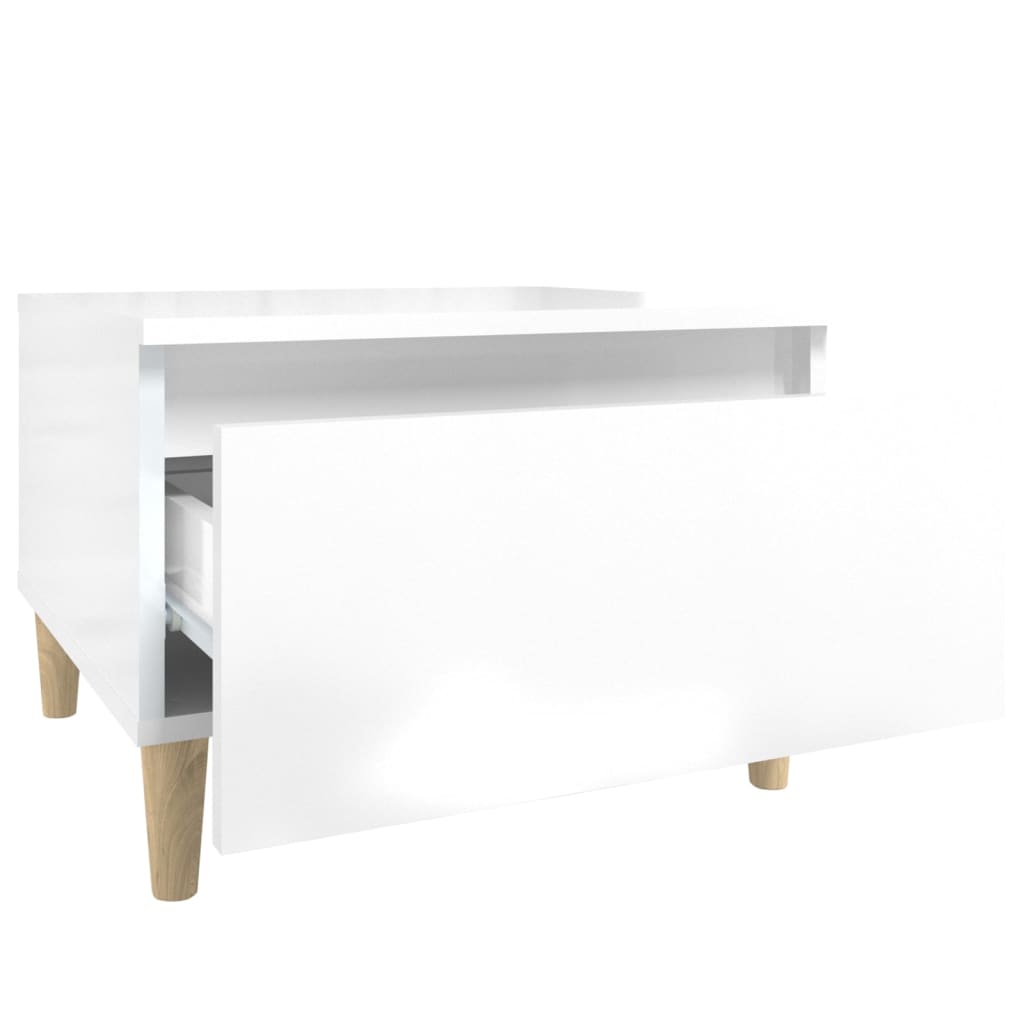 Tavolino Bianco Lucido 50x46x35 cm in Legno Multistrato - homemem39