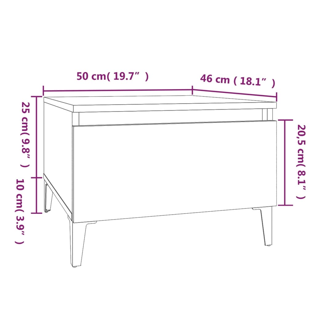 Tavolino Bianco 50x46x35 cm in Legno Multistrato - homemem39