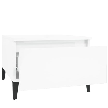 Tavolino Bianco Lucido 50x46x35 cm in Legno Multistrato - homemem39