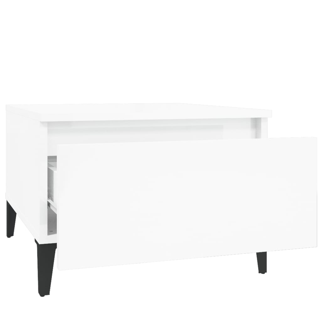 Tavolini 2pz Bianco Lucido 50x46x35 cm in Legno Multistrato - homemem39