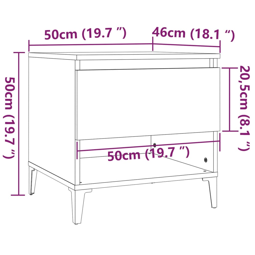 Tavolino Nero 50x46x50 cm in Legno Multistrato - homemem39