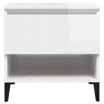 Tavolino Bianco Lucido 50x46x50 cm in Legno Multistrato - homemem39