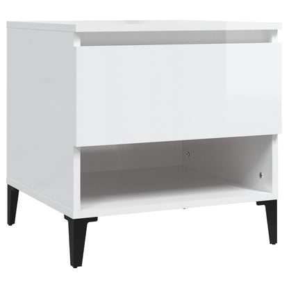 Tavolini 2pz Bianco Lucido 50x46x50 cm in Legno Multistrato - homemem39