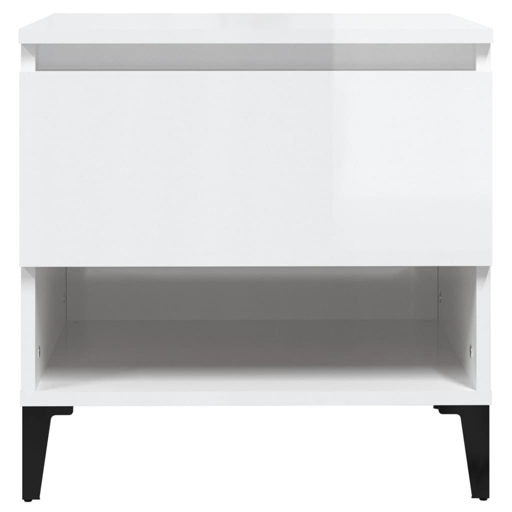 Tavolini 2pz Bianco Lucido 50x46x50 cm in Legno Multistrato - homemem39
