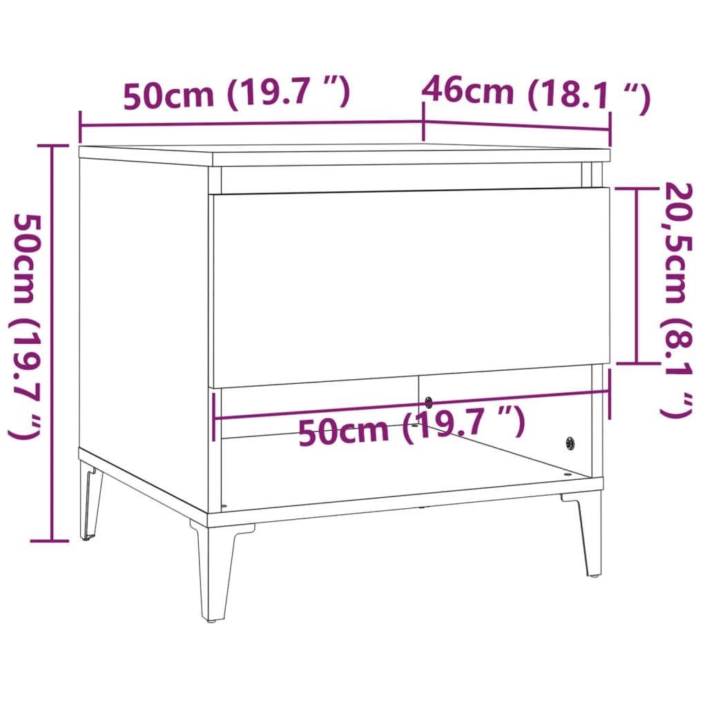 Tavolini 2pz Rovere Sonoma 50x46x50 cm in Legno Multistrato - homemem39