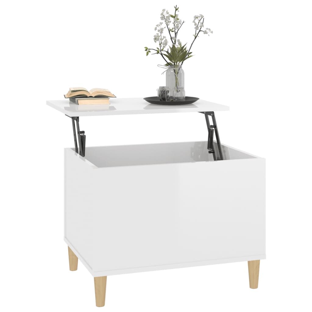 Tavolino Salotto Bianco Lucido 60x44,5x45 cm Legno Multistrato - homemem39