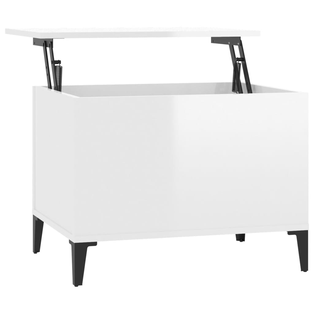 Tavolino Salotto Bianco Lucido 60x44,5x45 cm Legno Multistrato - homemem39