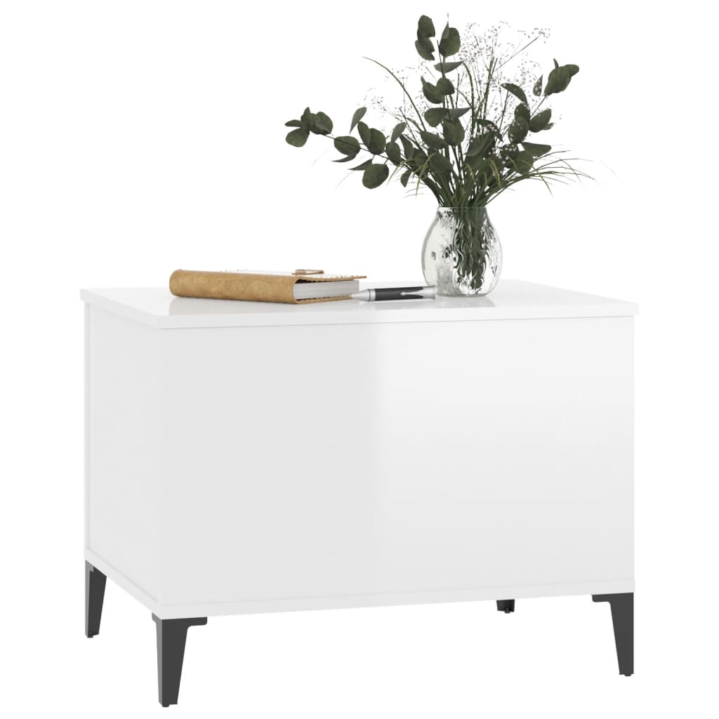 Tavolino Salotto Bianco Lucido 60x44,5x45 cm Legno Multistrato - homemem39