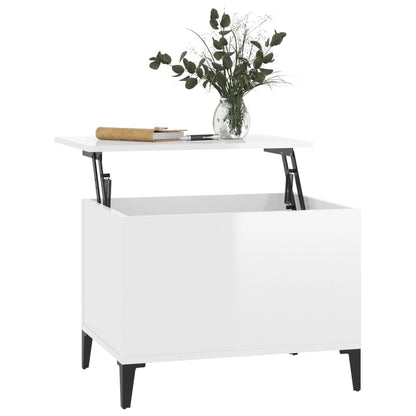 Tavolino Salotto Bianco Lucido 60x44,5x45 cm Legno Multistrato - homemem39