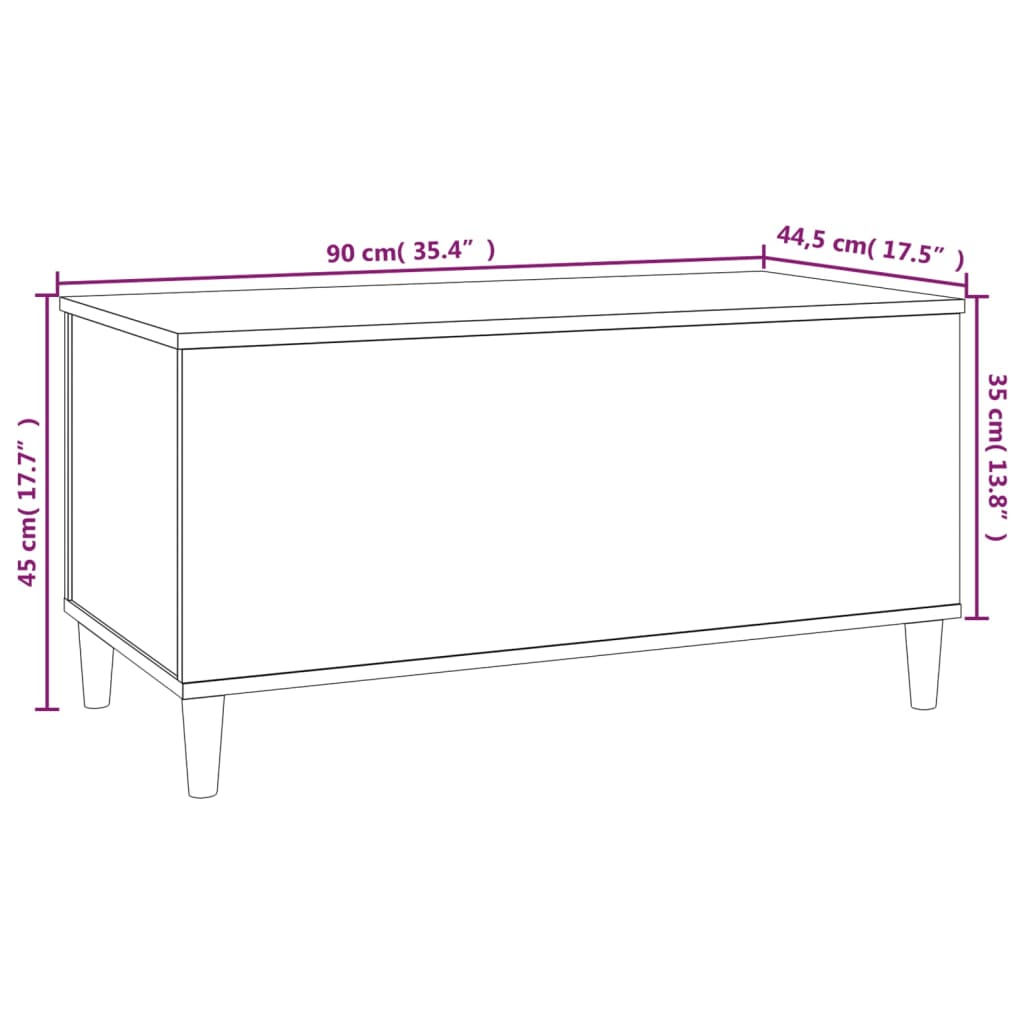 Tavolino da Salotto Bianco 90x44,5x45 cm in Legno Multistrato - homemem39