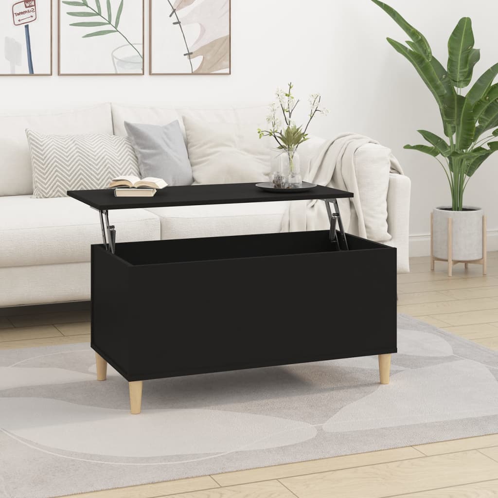 Tavolino da Salotto Nero 90x44,5x45 cm in Legno Multistrato - homemem39