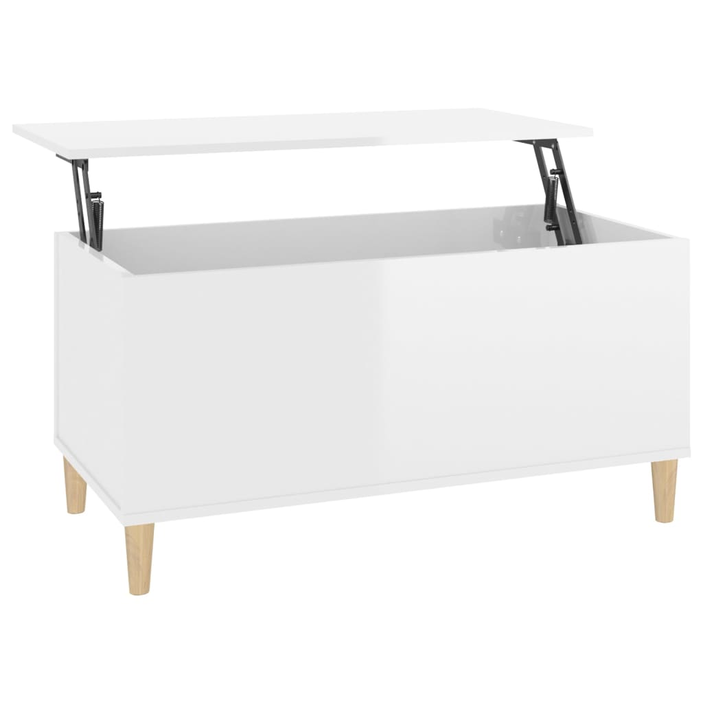 Tavolino Salotto Bianco Lucido 90x44,5x45 cm Legno Multistrato - homemem39