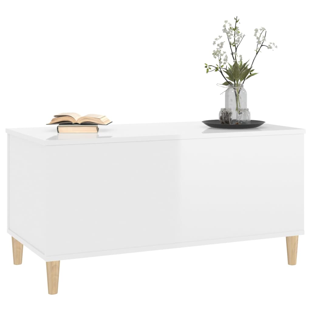 Tavolino Salotto Bianco Lucido 90x44,5x45 cm Legno Multistrato - homemem39