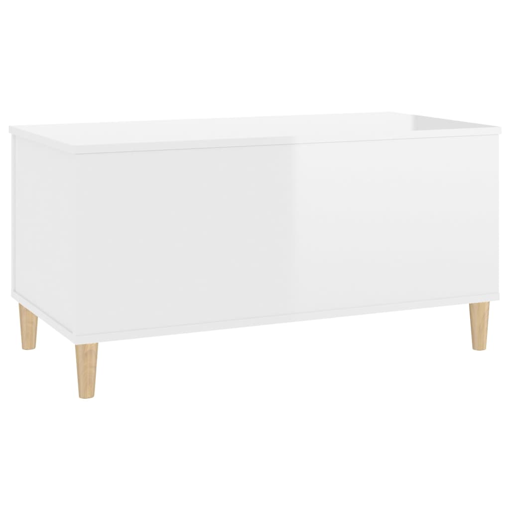 Tavolino Salotto Bianco Lucido 90x44,5x45 cm Legno Multistrato - homemem39