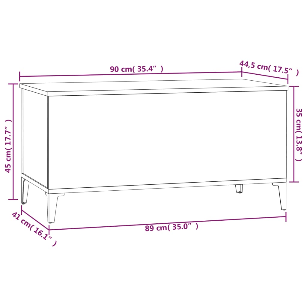 Tavolino da Salotto Bianco 90x44,5x45 cm in Legno Multistrato - homemem39